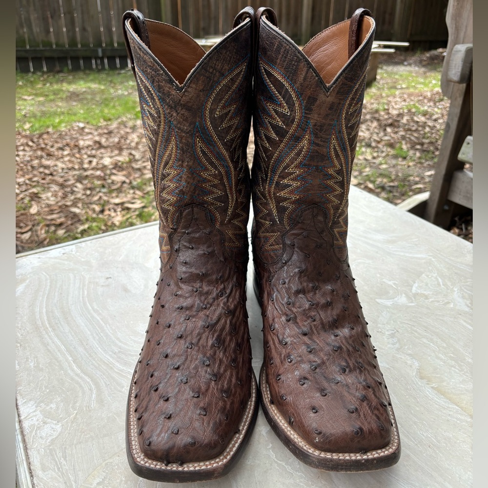 Men’s Ariat Gallup  Western Boots color Mocha Full Quill Ostrich Size 13D